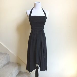 BCBGMaxAzria | Ruched Midi Black Dress